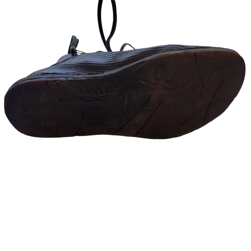A.S.98 Black Leather Lace-Up High-Top Sandals - Picture 9 of 15